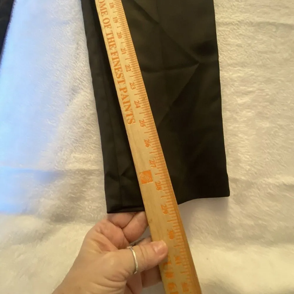 CeCe Pants Women's 14 Black Satin Ankle Slim Dressy Cocktail Evening Side Zip - Image 6