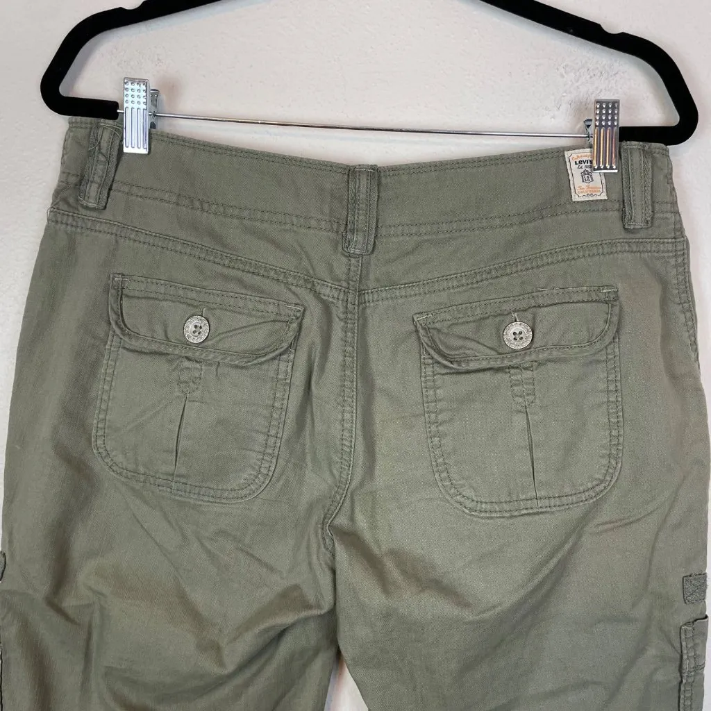 Levi's Women's 8 Y2K Capri Cargo Army Green Low Rise Pants Grunge‎ Punk Skater - Image 7