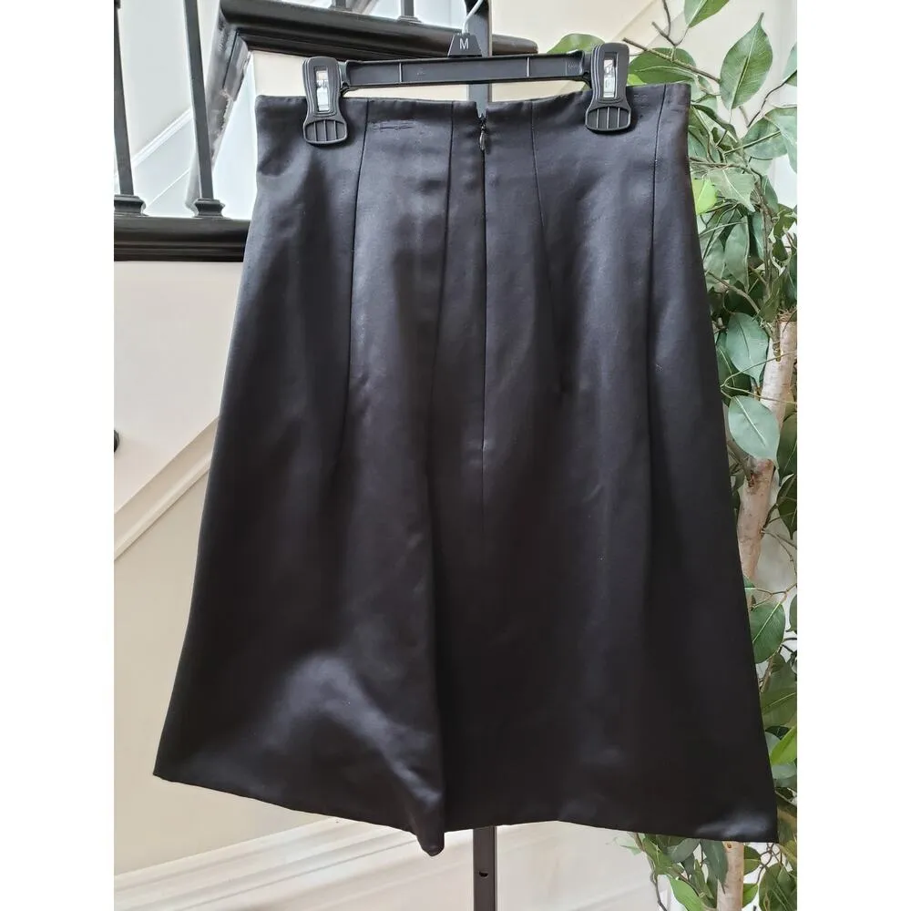 Christian Lacroix Knee Length Skrit Women's Size 38 Black Solid Pleated Back Zip - Image 4