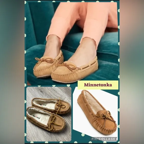 Minnetonka “Callie” Leather Moccasin Slippers Size 6 - Image 2