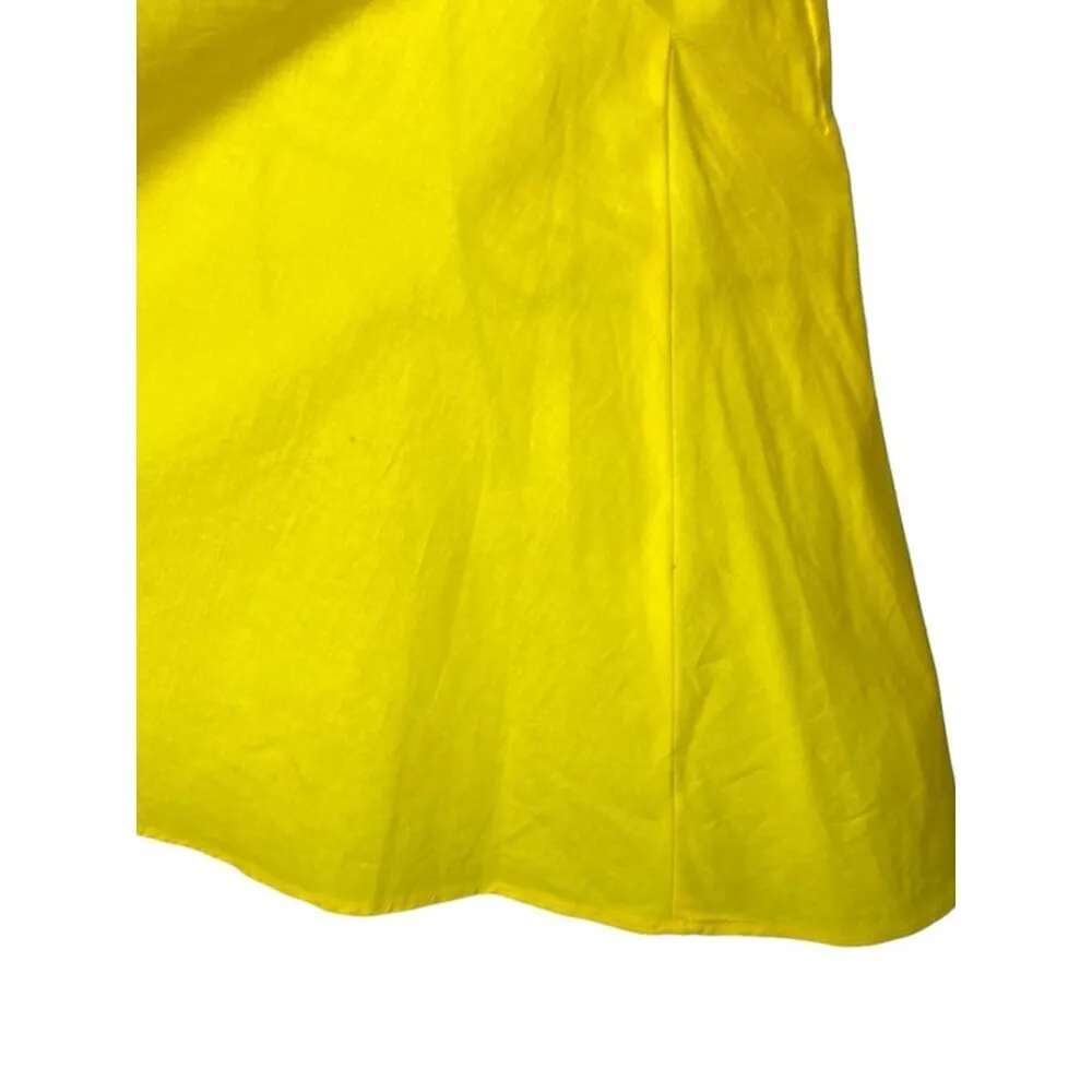 Proenza Schouler White Label Women's 8 Poplin V-Neck‎ Top Bright Yellow Peplum - Image 4