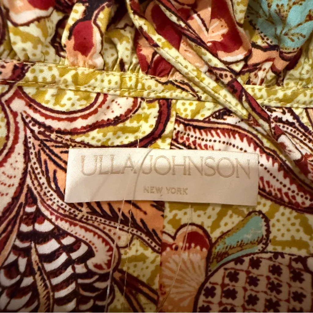 Ulla Johnson Lila Off The‎ Shoulder Yellow Multicolor Floral Mini Dress Sz 10 - Image 9