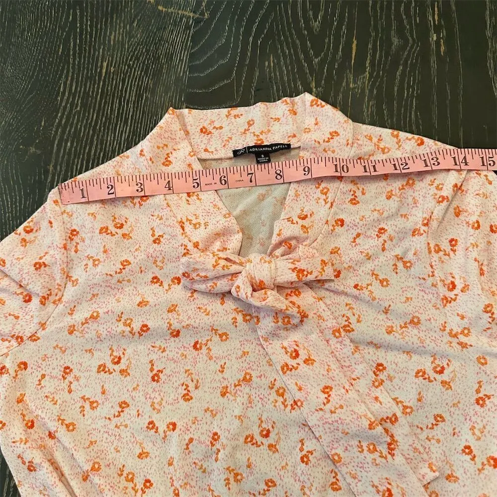 Adrianna Papell Tie Neck Knit Dress Floral Ditsy Print Long Sleeve Multicolor - Image 11