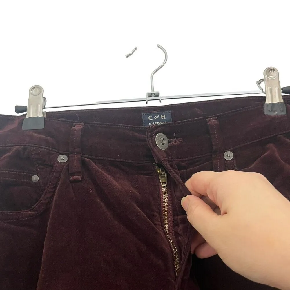 Citizens of Humanity Rocket Velour Skinny Jeans Burgundy Women’s Size 25 High Ri - Image 9
