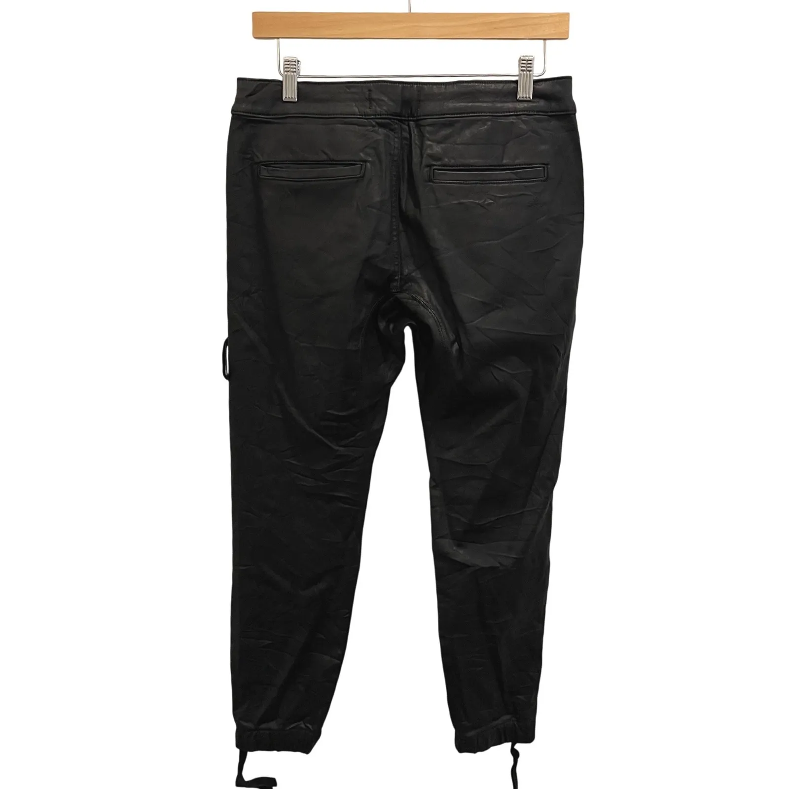 DL1961 Gwen Jogger Pants Black Knit Coated Denim Zipper Detail Women's Size 27 - Image 4