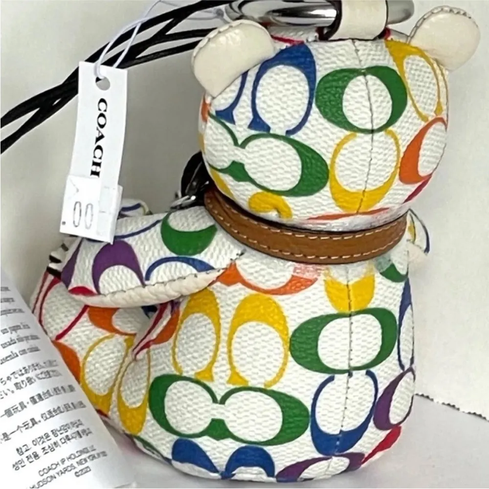 Bear Rainbow Bag Charm Keychain
CJ953 White Signature Canvas - Image 3