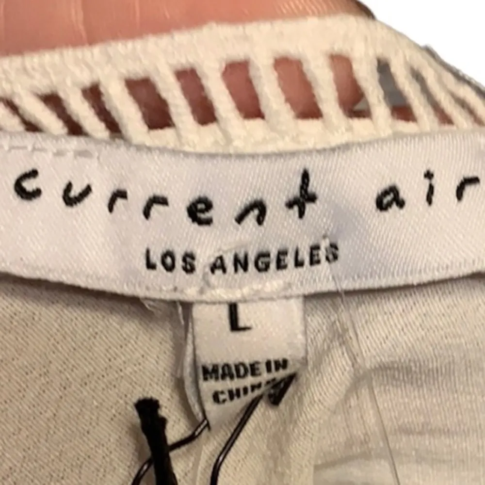 ANTHROPOLOGIE CURRENT AIR NELLI LATTICE DETAIL COLD SHOULDER TOP L - Image 6