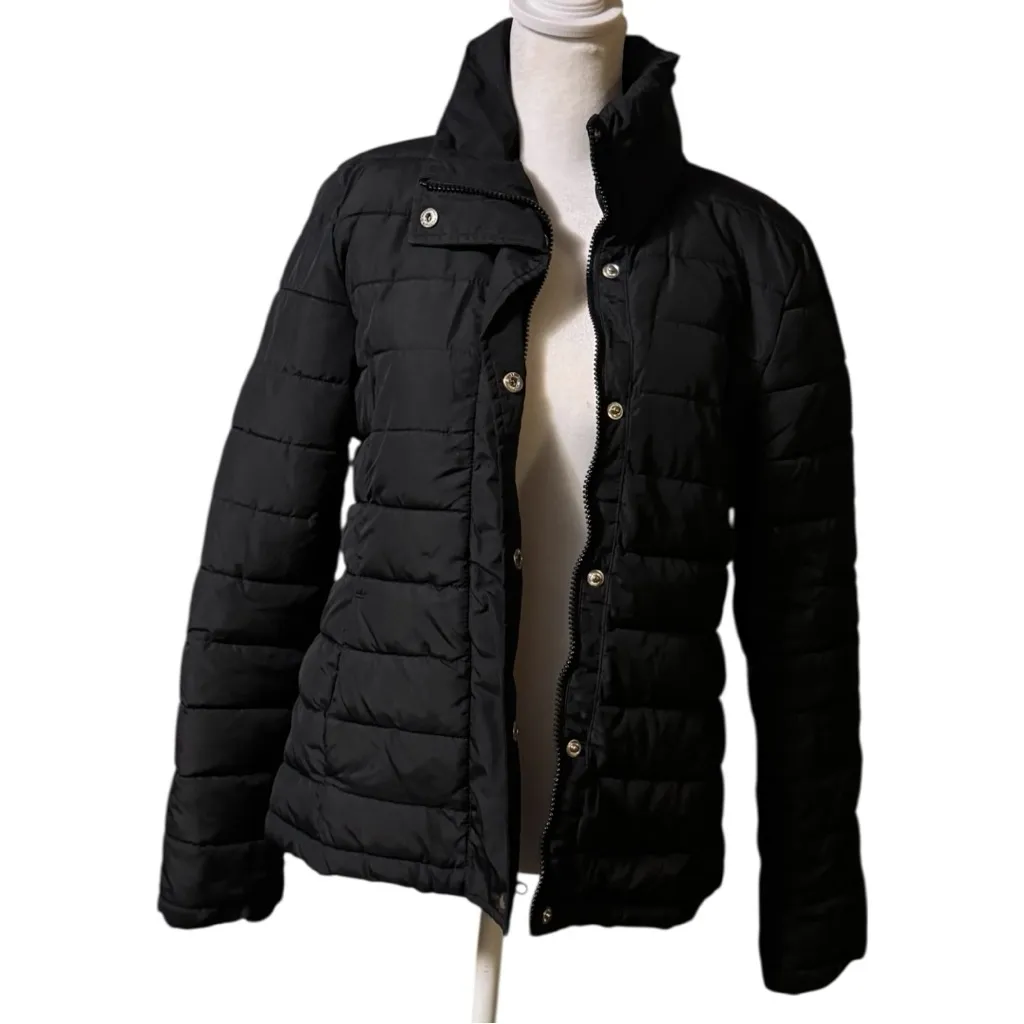 Gap Women's Black Cold Weather Button Front Puffer Jacket Sz S - Image 2