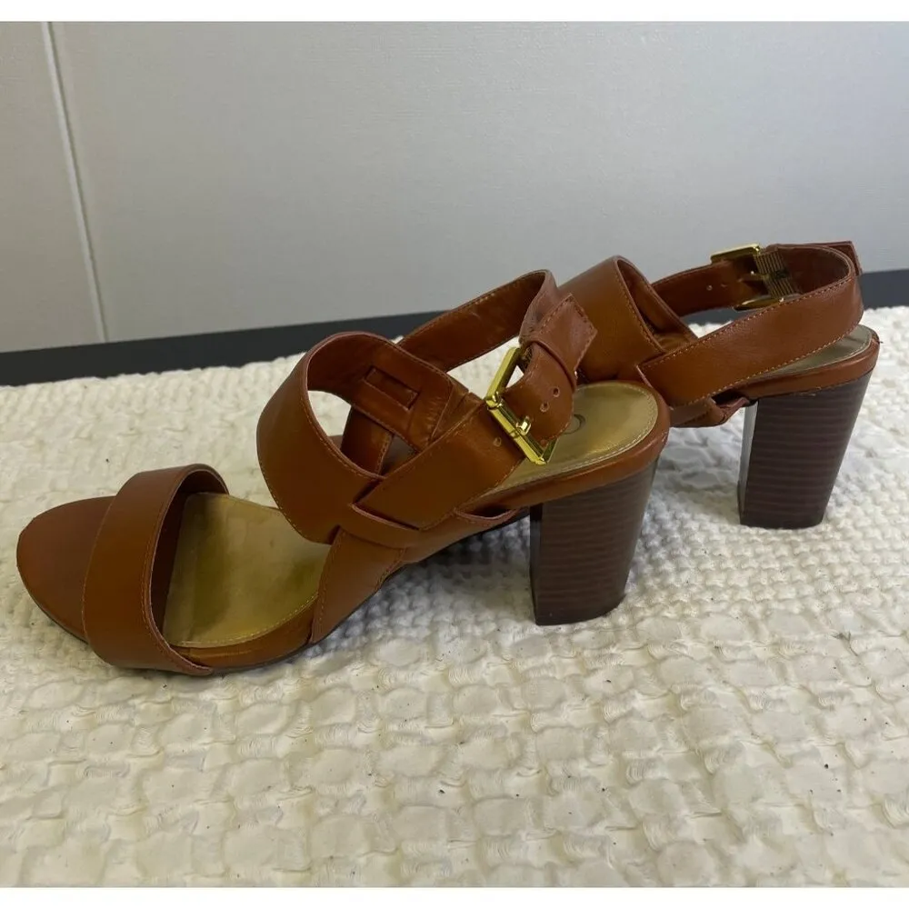 Chaps Women's Tan Leather Shoes/ Heeled Sandals 3" Size 8.5 SKU 2310 - Image 3