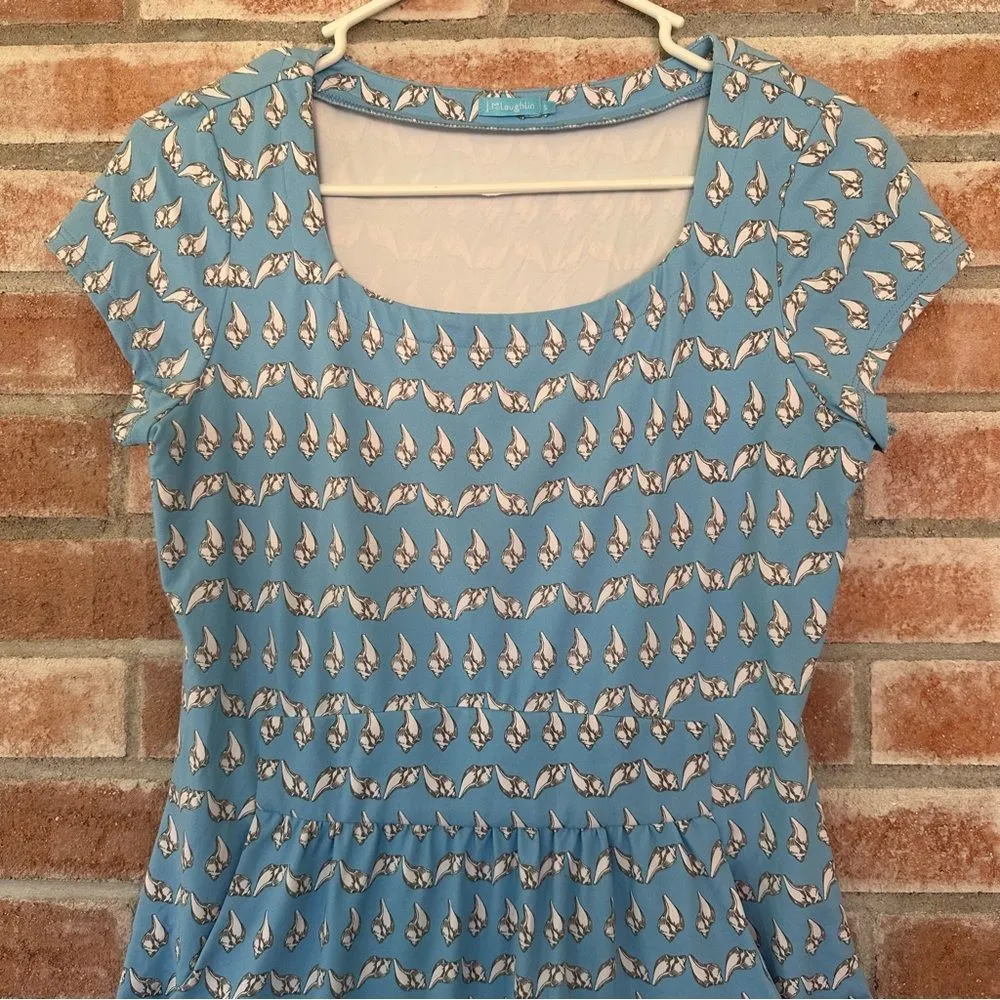 J. McLaughlin Sea Shell Catalina Cloth Dress A Line Women’s Small Blue White - Image 2