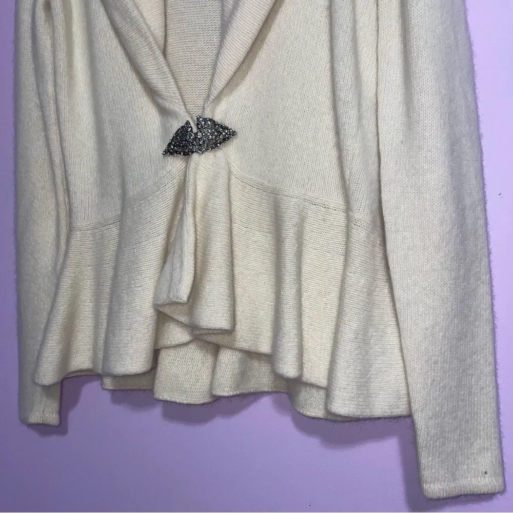 Lauren Ralph Lauren Wool Angora Rabbit Peplum Cardigan Women Size M Quiet Luxury - Image 3