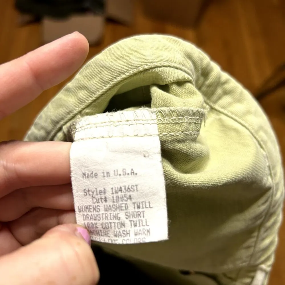 True Grit Womens Washed Twill Drawstring Camp Shorts Size 4 Green EUC - Image 4