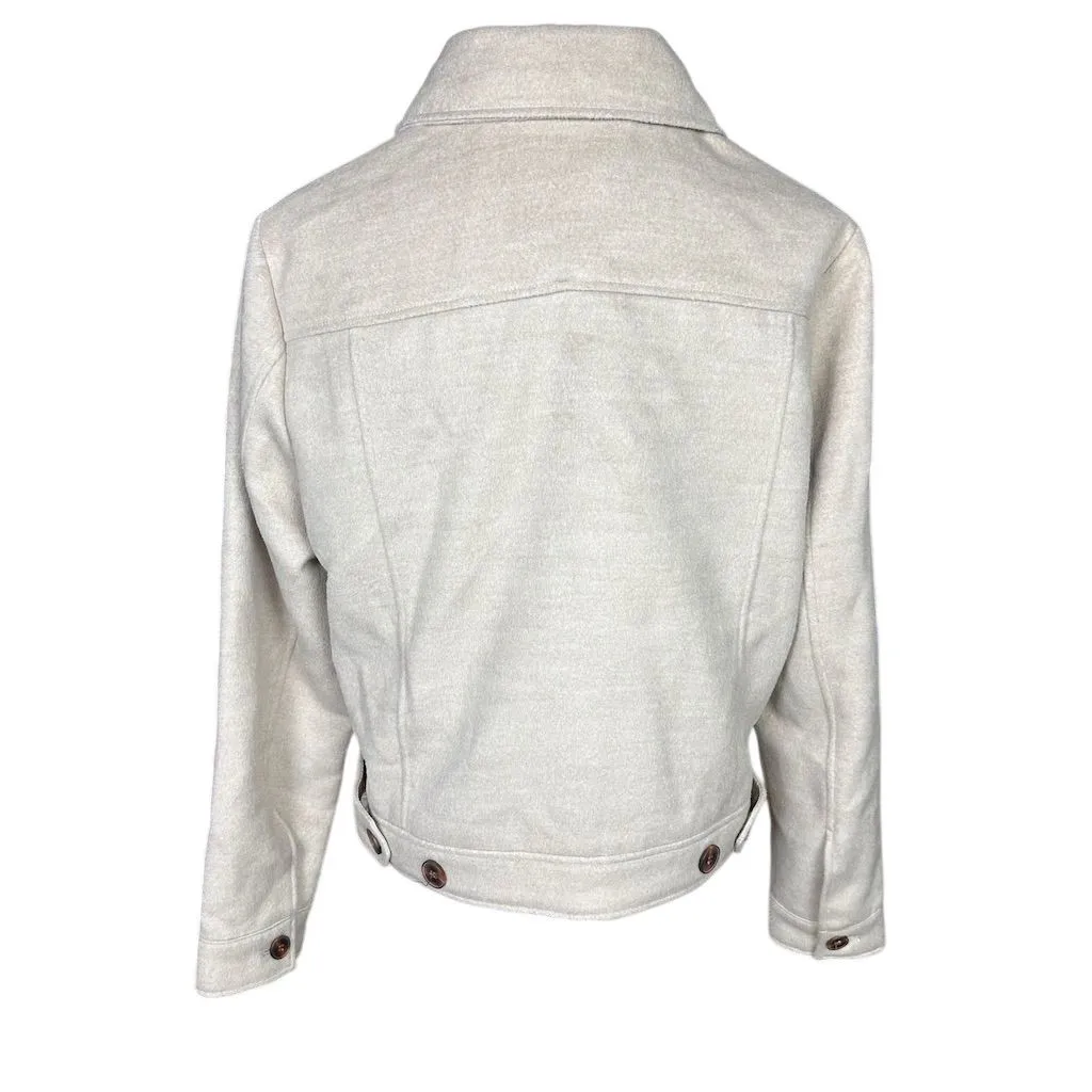 Avec Les Filles Women's Beige Button-Up Jacket Shacket Size L Casual Long Sleeve - Image 4