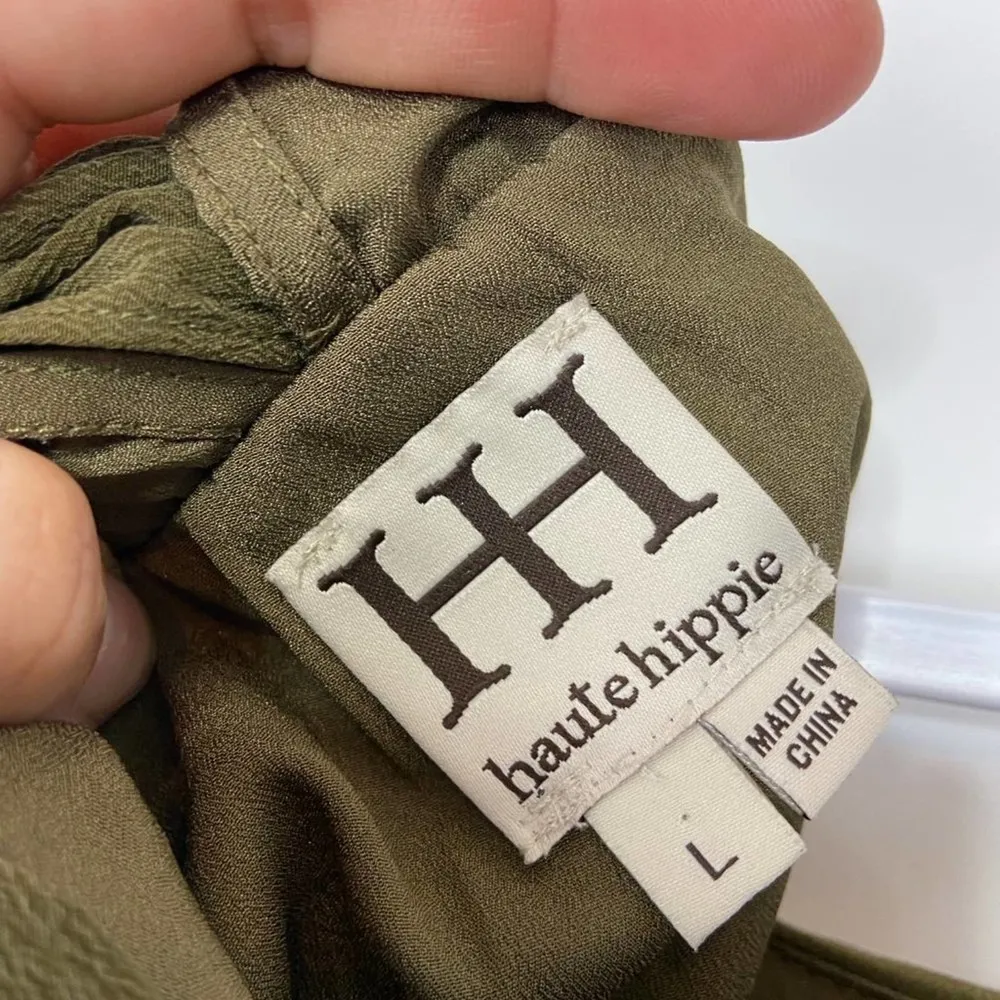 Haute Hippie Olive Studded Asymmetrical Silk Dress - Image 35