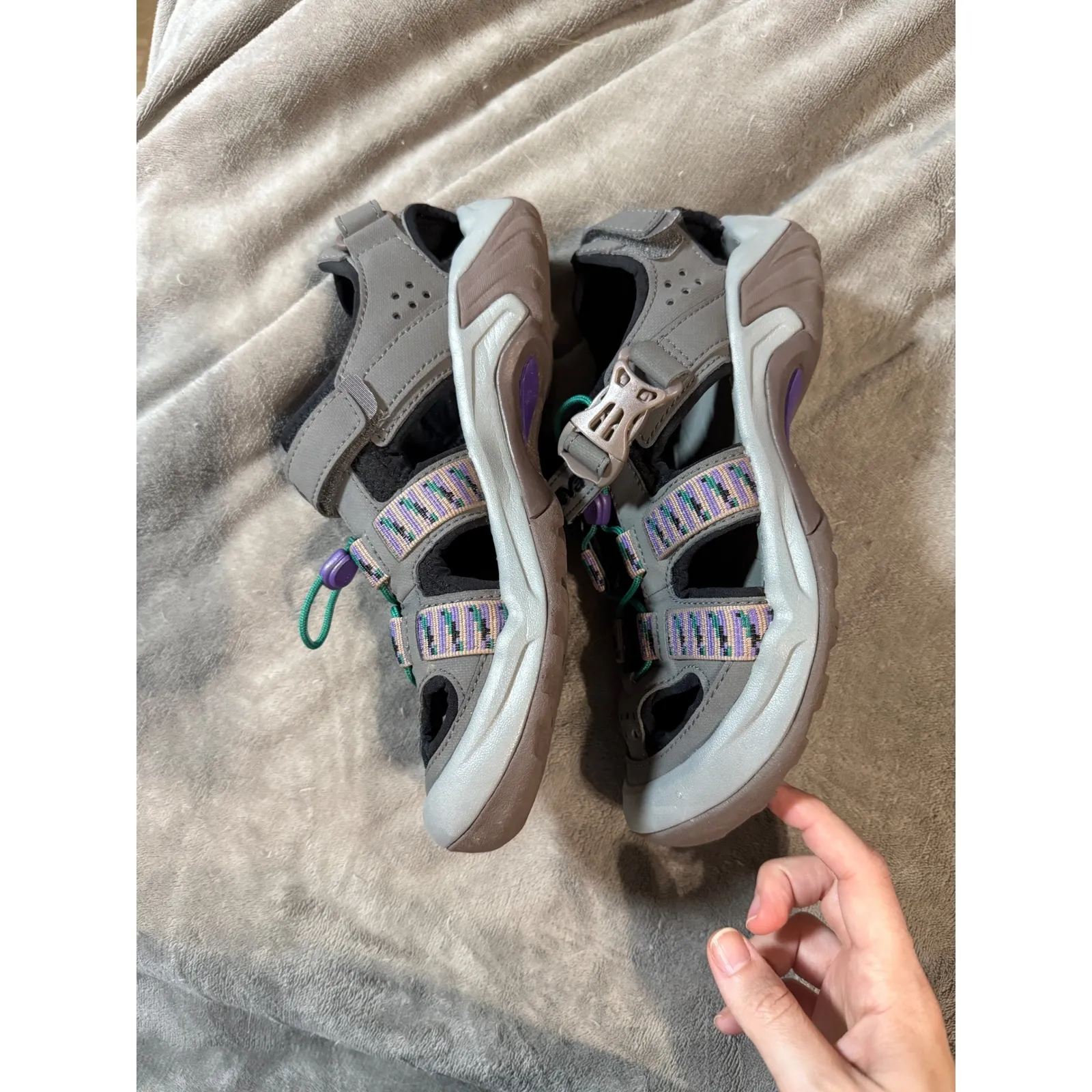 Teva Omnium Sport Sandal Size 7.5 Women Gray Purple Hiking Outdoors Adjustable - Image 3