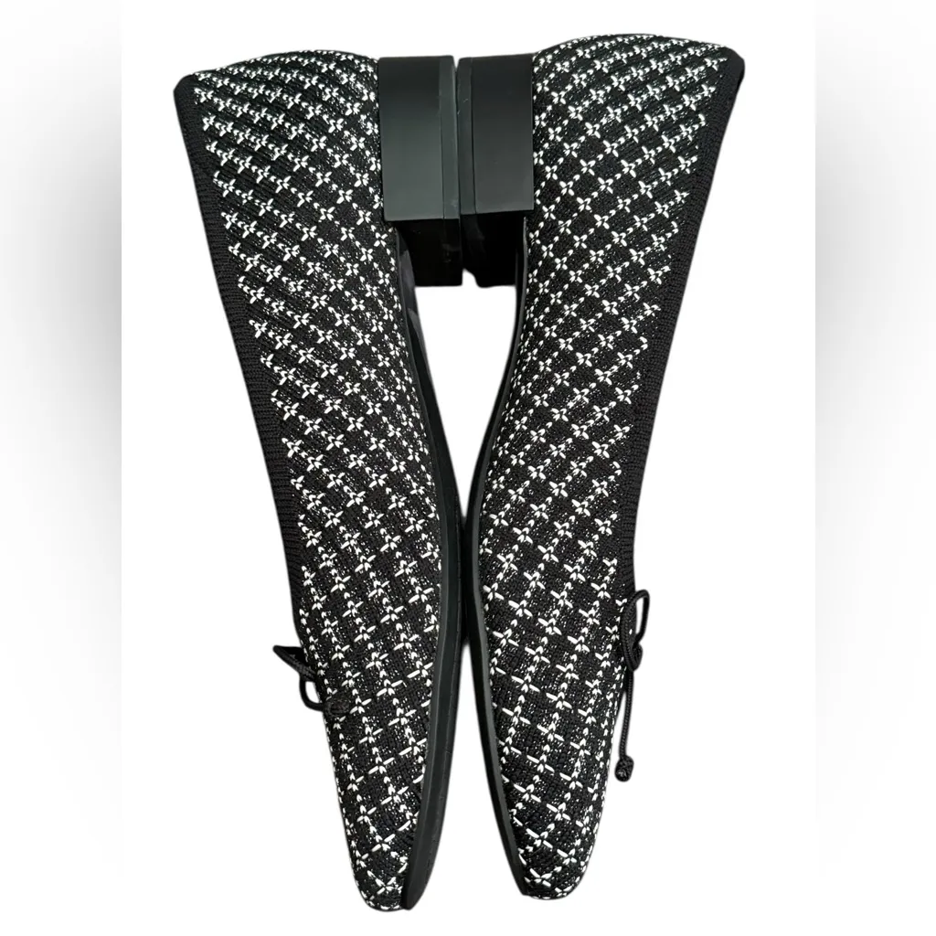 VIVAIA Bianca Round Toe Bow Tie Detail Low Block Heel Black White US 11 EU 43 - Image 8