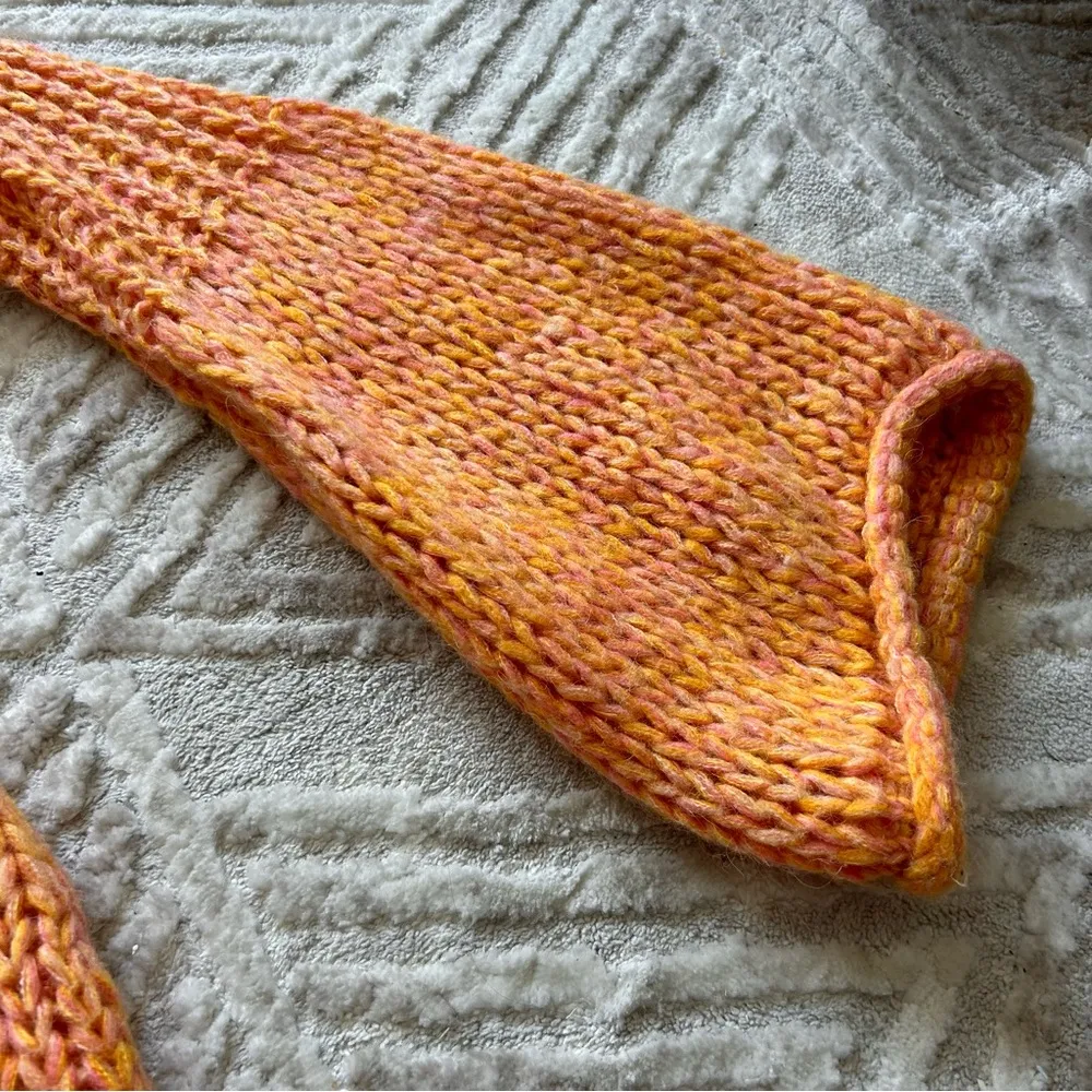 Free People  Orange Hometown Cardigan Chunky Knit Sweater Oversized Boho Size S - Image 9