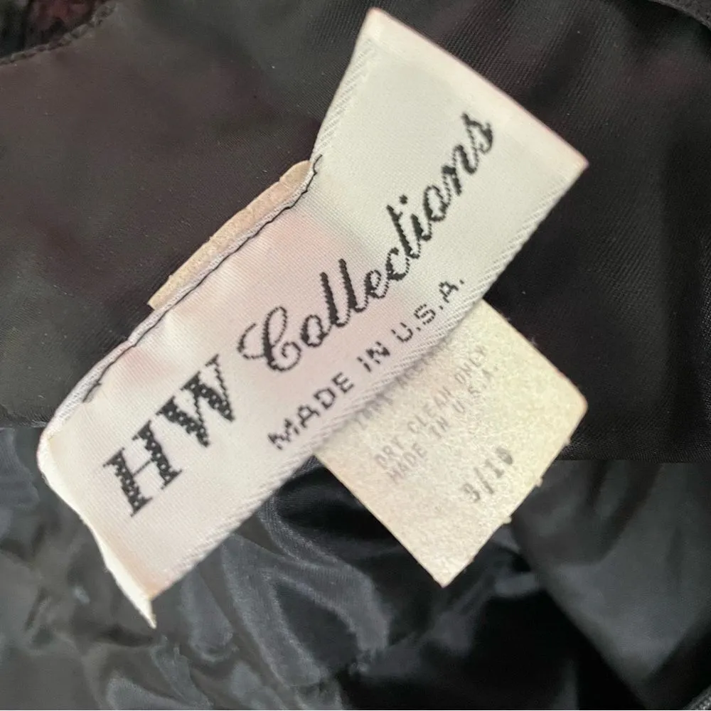 Vtg Black‎ Lace Sequins Basque Drop Waist Flutter Sleeves Dress Whimsigoth 10 Black - Image 6