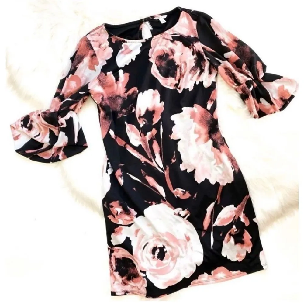 Womens Cato Floral Meadows 3/4 Bell Sleeve Shift Dress - Sz S - Image 2
