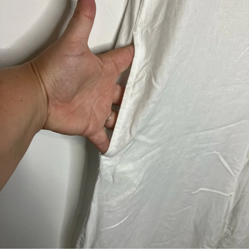 Calypso St. Barth white linen rich blend jumpsuit v-neck sleeveless womens large - Image 2