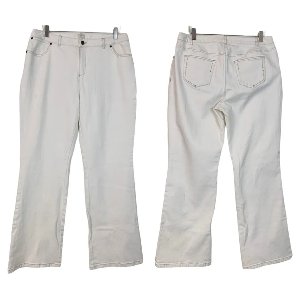 J.Jill Women's Jeans 10" High Rise Cream Eggshell Boot Cut Stretch Size 14 - Image 8