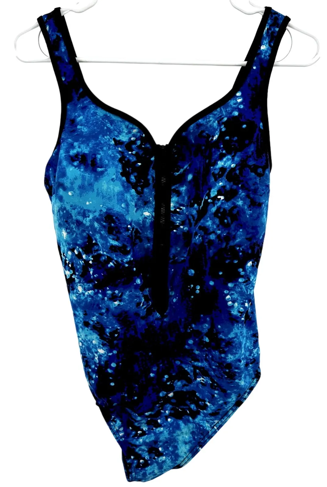 Miraclesuit So Riche Zip Code One Piece Swimsuit Sweetheart Beach Blue Black 12 - Image 1