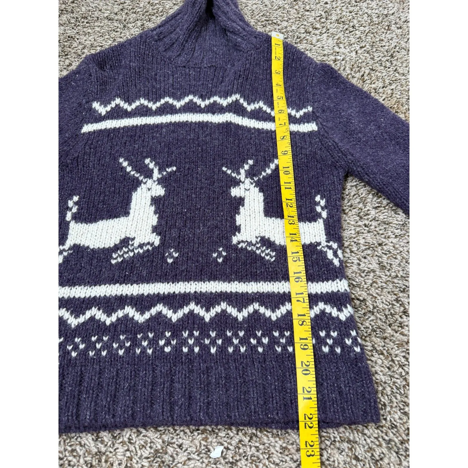Vtg Y2k Kenzie Womens Purple Fair Isle Sweater Sz M Nordic Reindeer Turtle Neck Size M - Image 8