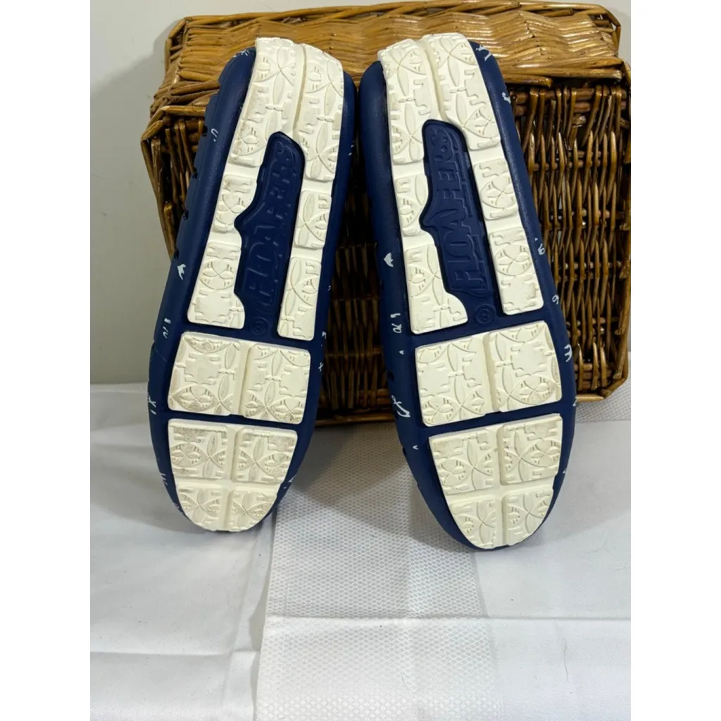 Women's Floafers Boat Shoes Blue/White Anchor Print Size 8 Blue - Image 4