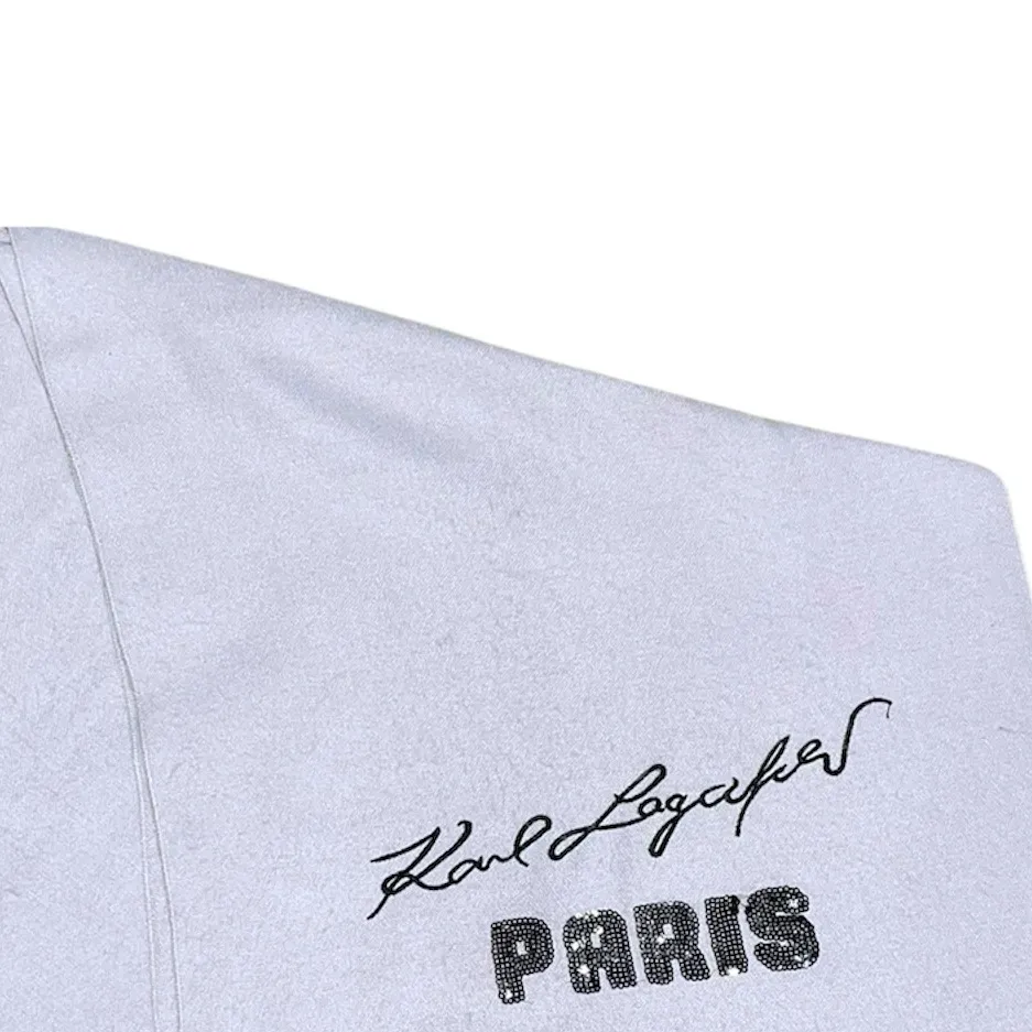 NWOT KARL LAGERFELD PARIS SEQUINS EMBROIDERED LOGO SUPER SOFT SCARF - Image 3