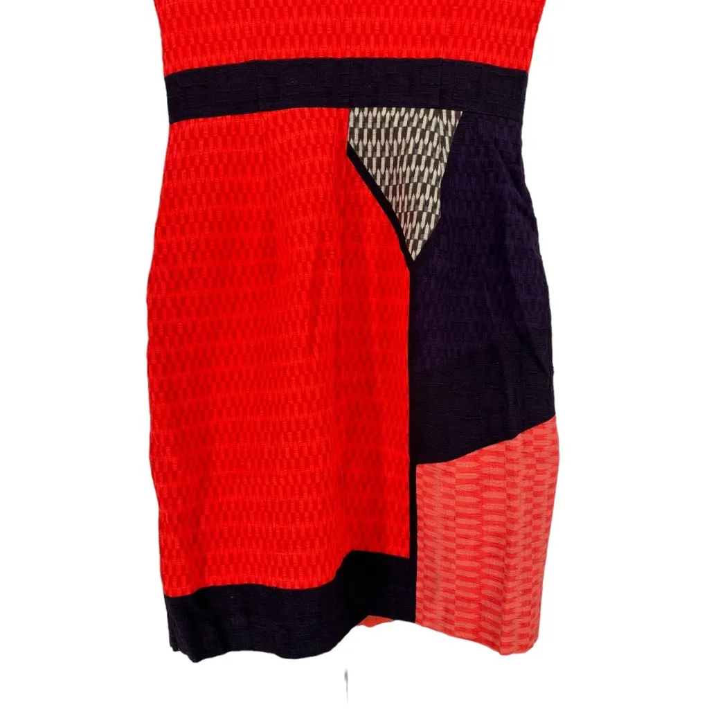 Tabitha Swallowtail Colorblock Orange Dress Sheath size 6 Cotton Sleeveless - Image 8