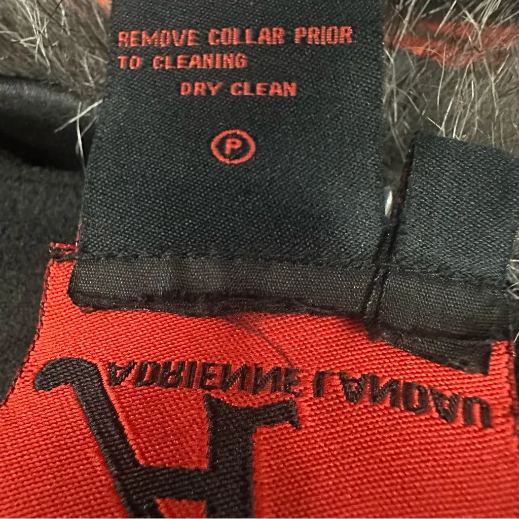 Adrienne Landau Removable Faux Fur Cape Cloak Black Gray Hook Closures One Size - Image 8