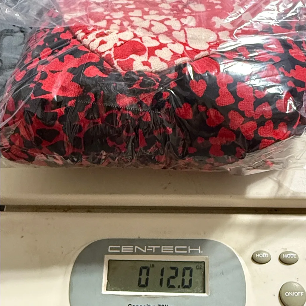 SO mixed-print puff-sleeve midi dress junior size XS v-neck valentine hearts nwt - Image 12