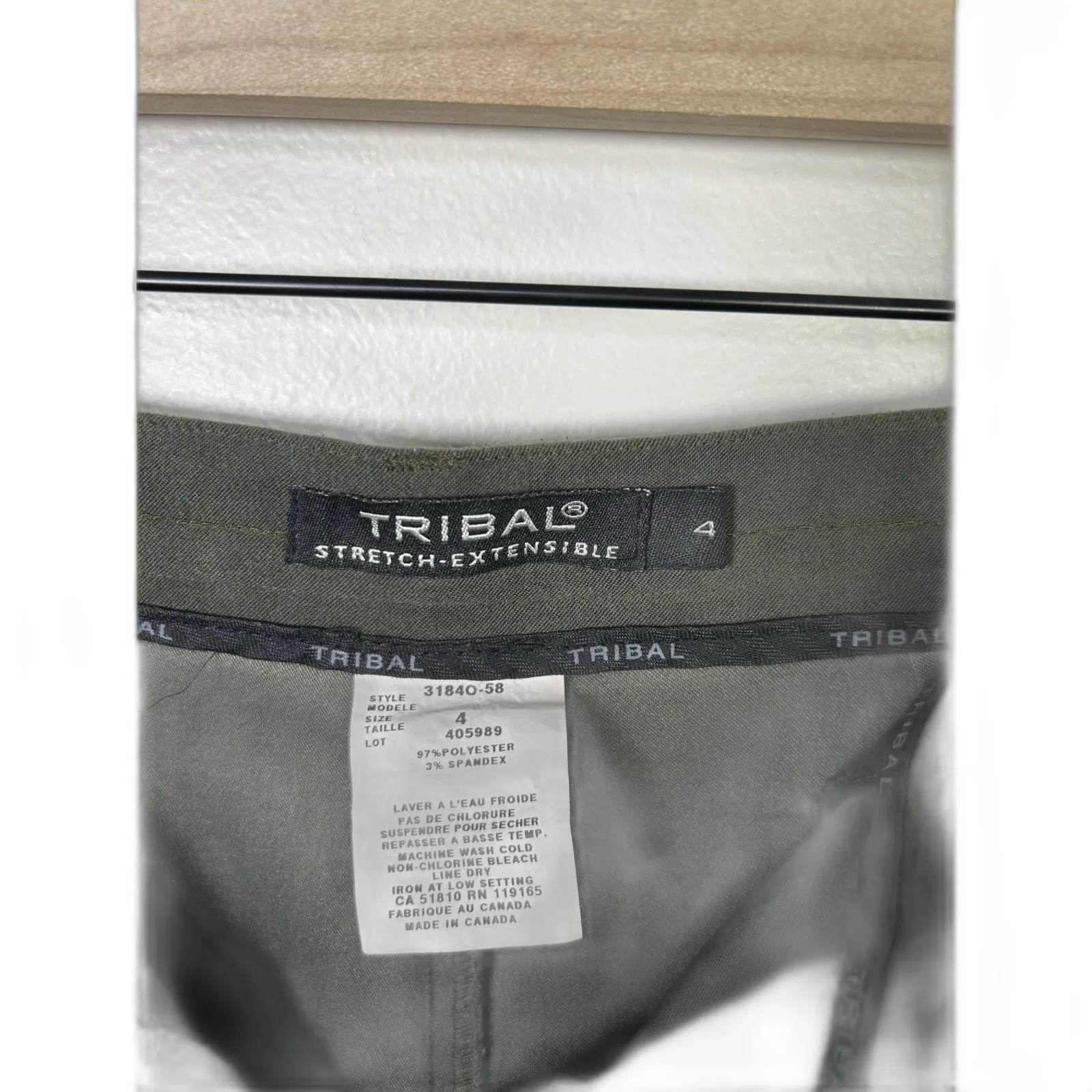 Tribal Women's Army Green Stretch Extensible Suede‎ Feel Business Pant Trouser 4 - Image 3