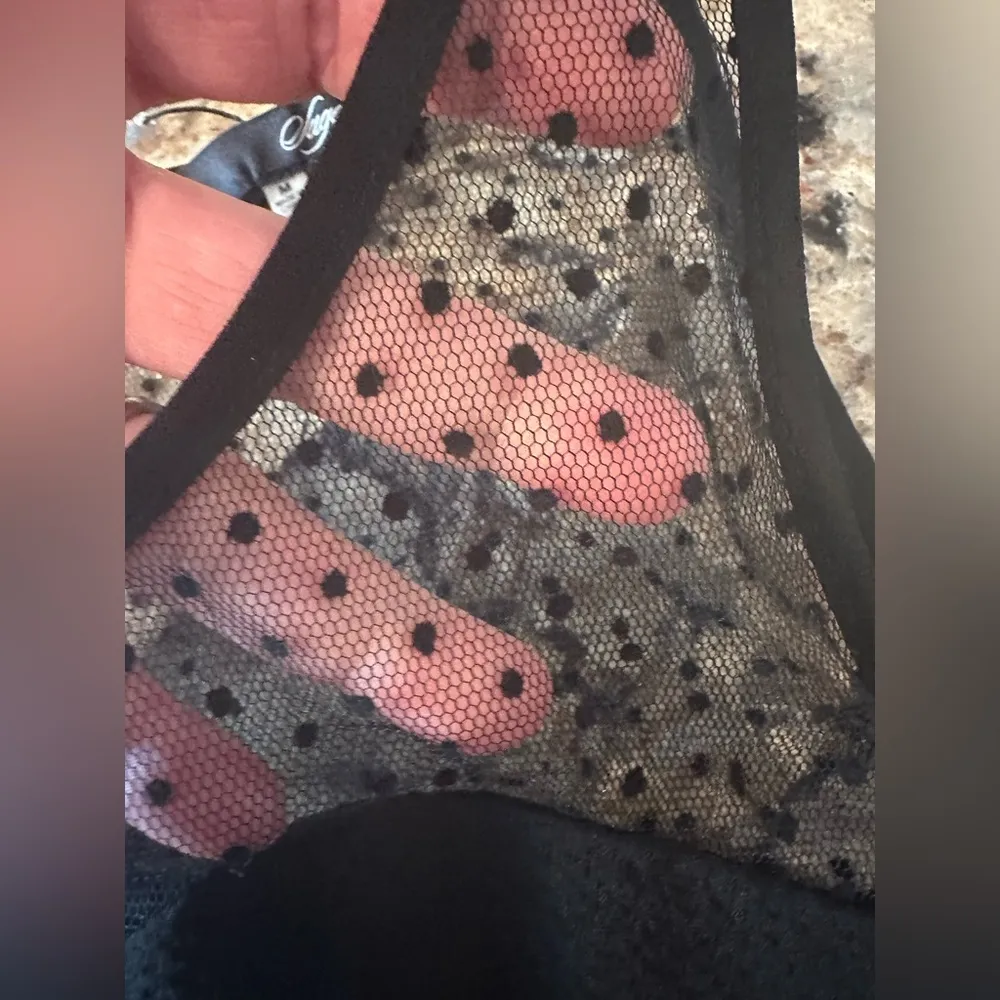 Sugar Lips Mesh Tank New Size Medium Black Polka Dot NWT - Image 4
