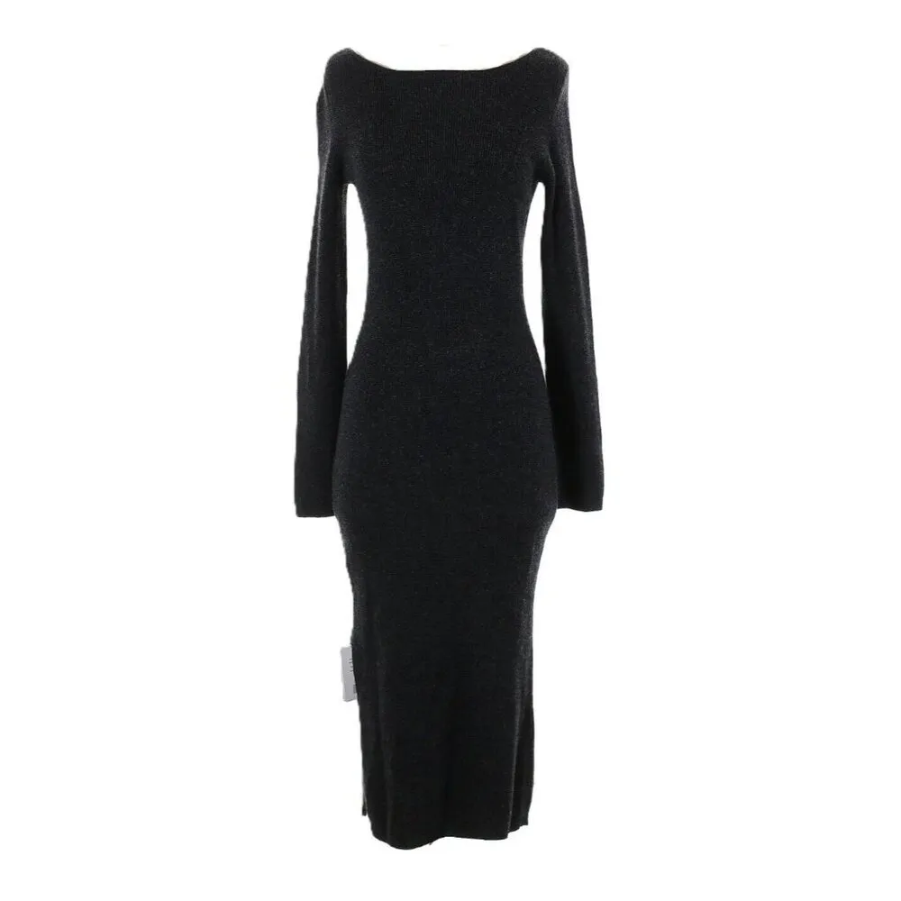 NWT Naadam Cashmere Cut Out Reversible Midi in Smoke Gray Sweater Dress M Size M - Image 2