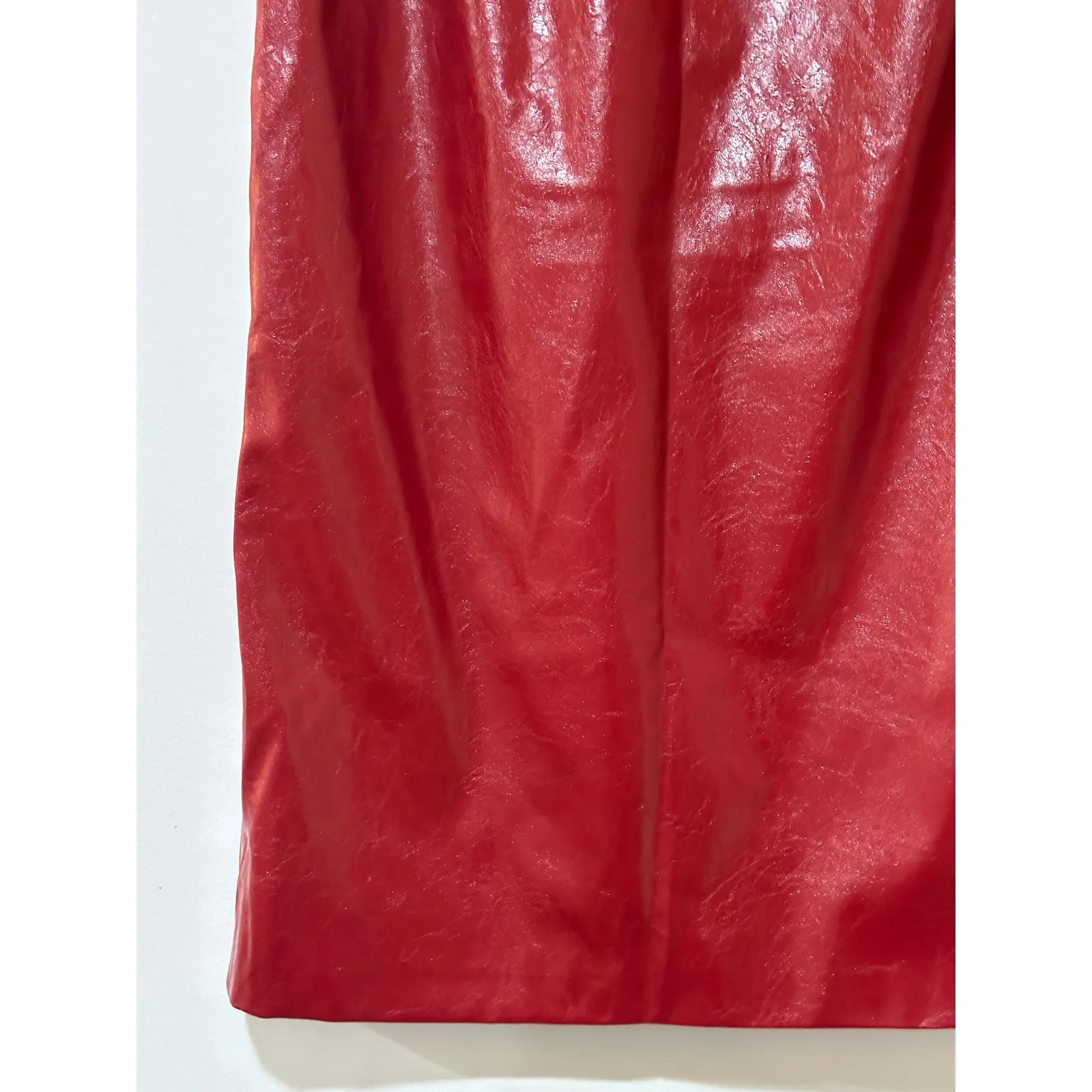 J.CREW Collection Wrap Skirt Berry Sangria Faux Patent Leather Size 8 NWT Lined - Image 16