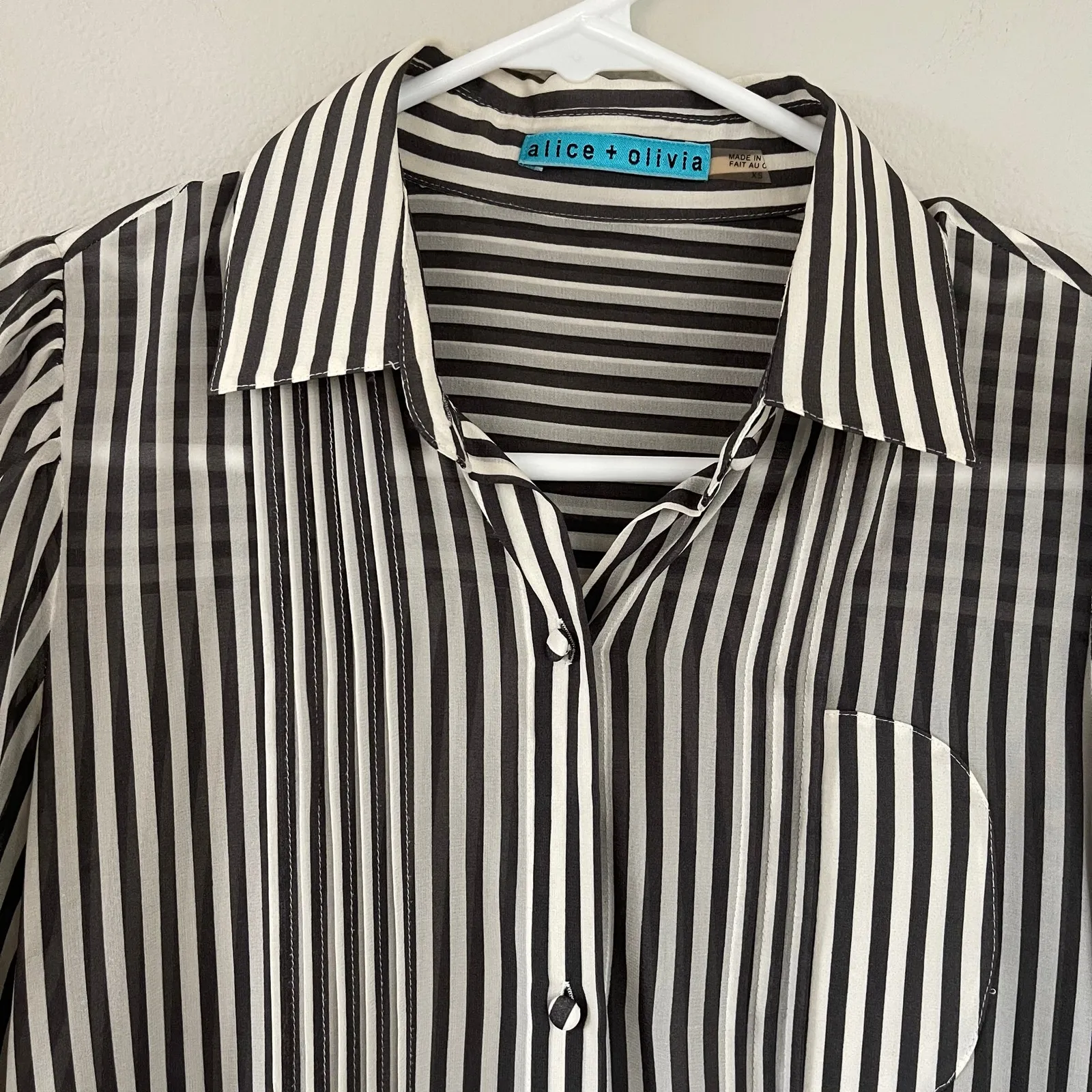 Alice + Olivia Silk Striped Blouse (XS) - Image 3