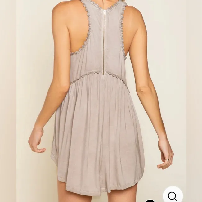 POL Dusty Rose Crochet Trim Hi-lo Babydoll Tank Small - Image 7