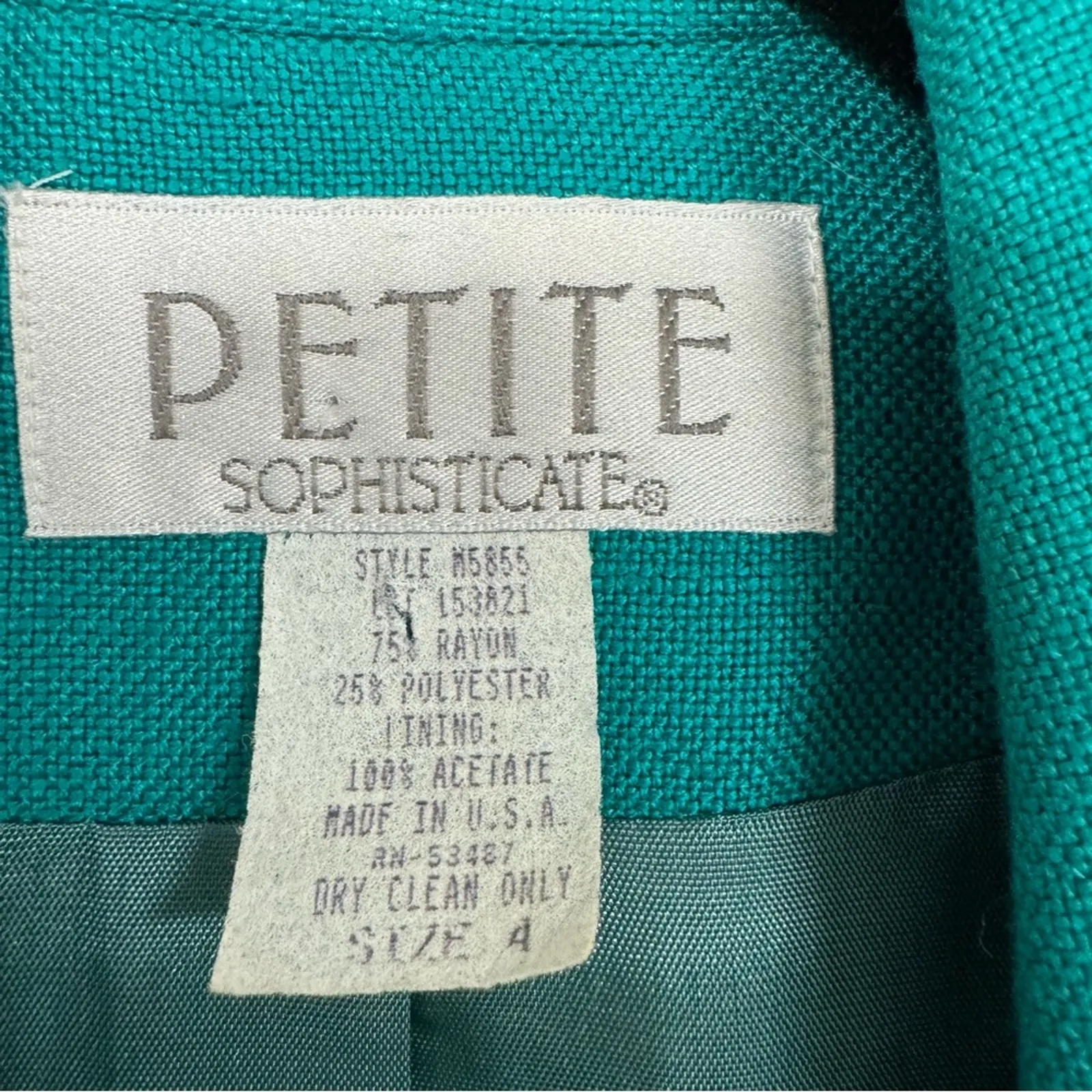 Vintage Teal Oversized Boyfriend Fit Blazer Jacket Womens 4P Business Preppy Green - Image 7