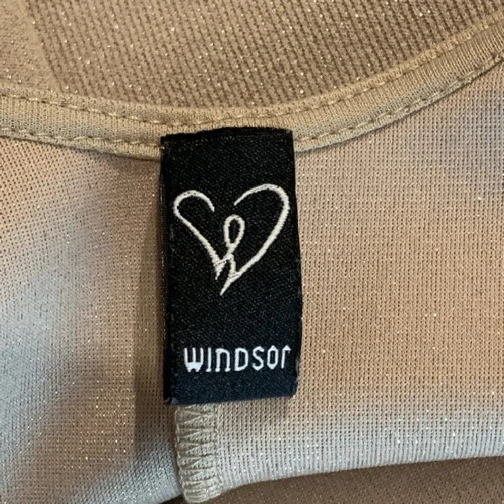 Nude Glittery Low Back Body Con Dress Long Sleeves Sz Small - Image 6