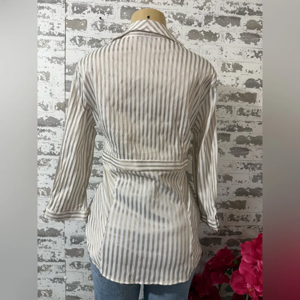 Zara Gray Striped Button Down Shirt - Image 2