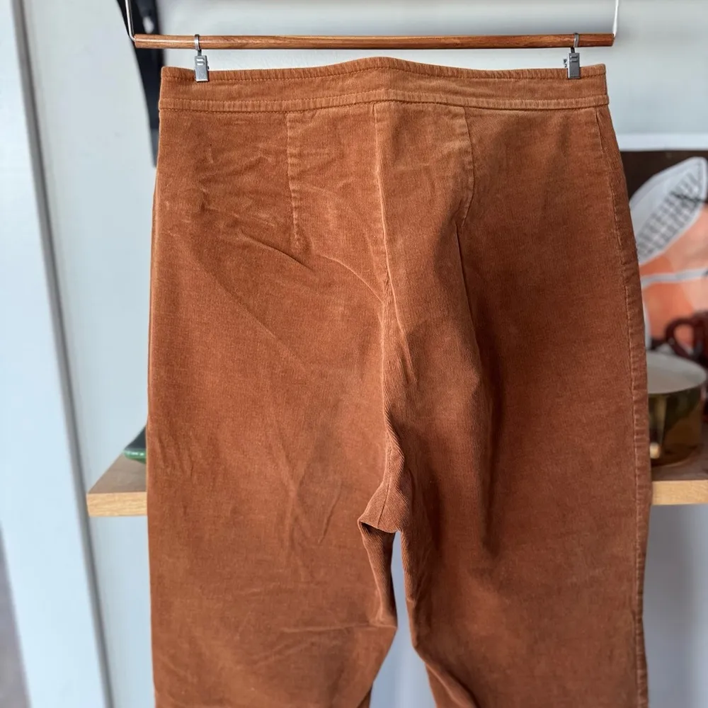 Forever 21 Tan Brown Zip Front Micro Corduroy 70’s Flare Leg Bell Bottom Pants M - Image 7