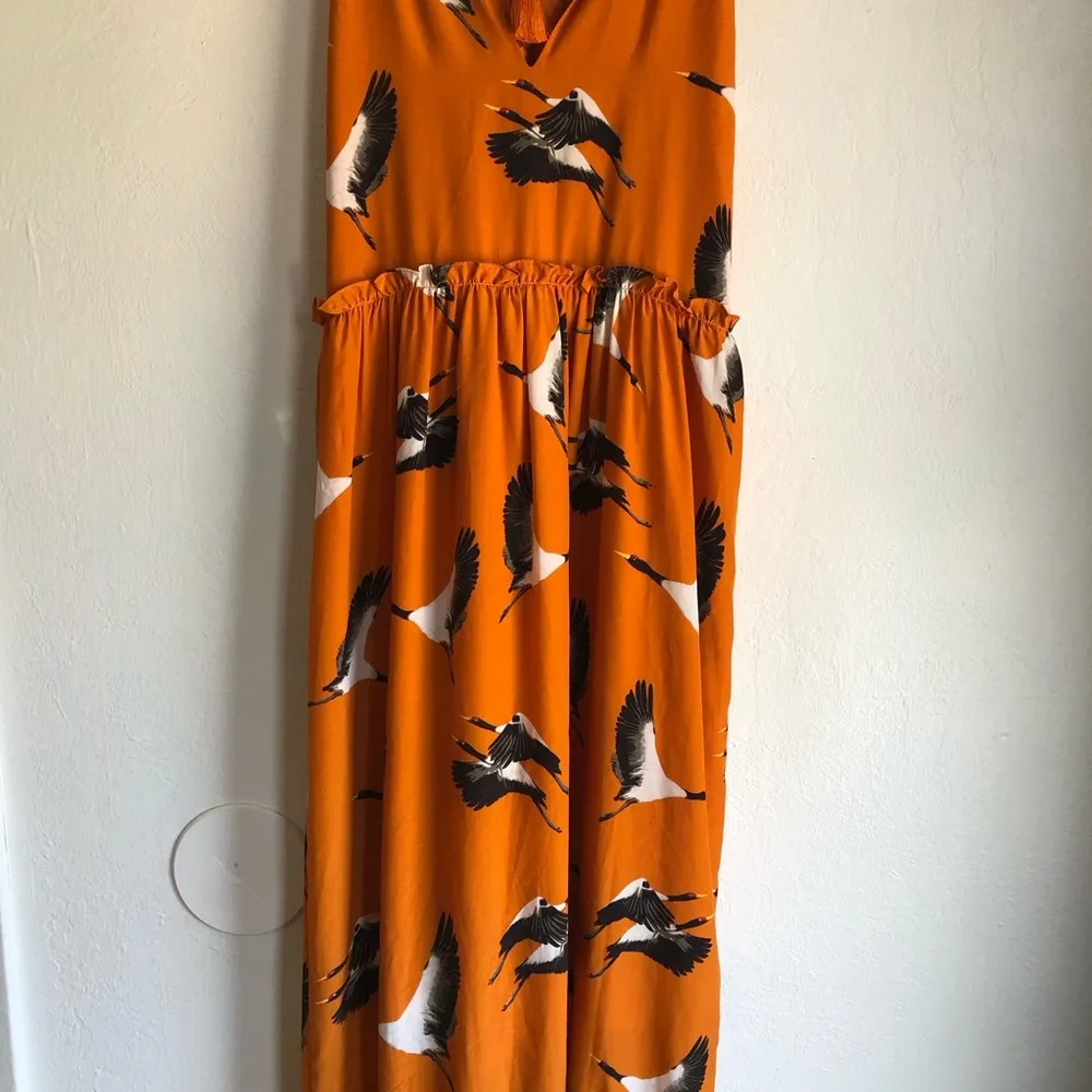 Roller Rabbit Flying Karma Tegan Maxi Dress cranes orange resortwear xs - Image 10