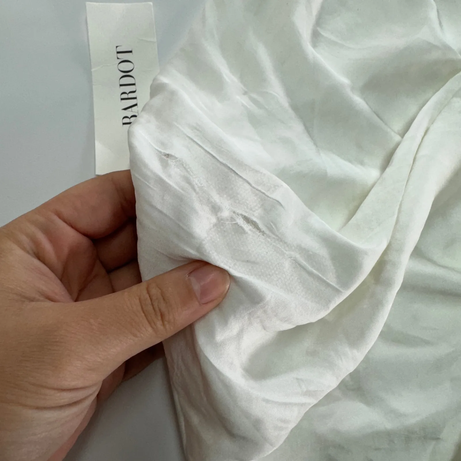 Bardot Dress Womens 6 White‎ River Bias Draped Open Back Side Slit - Image 15