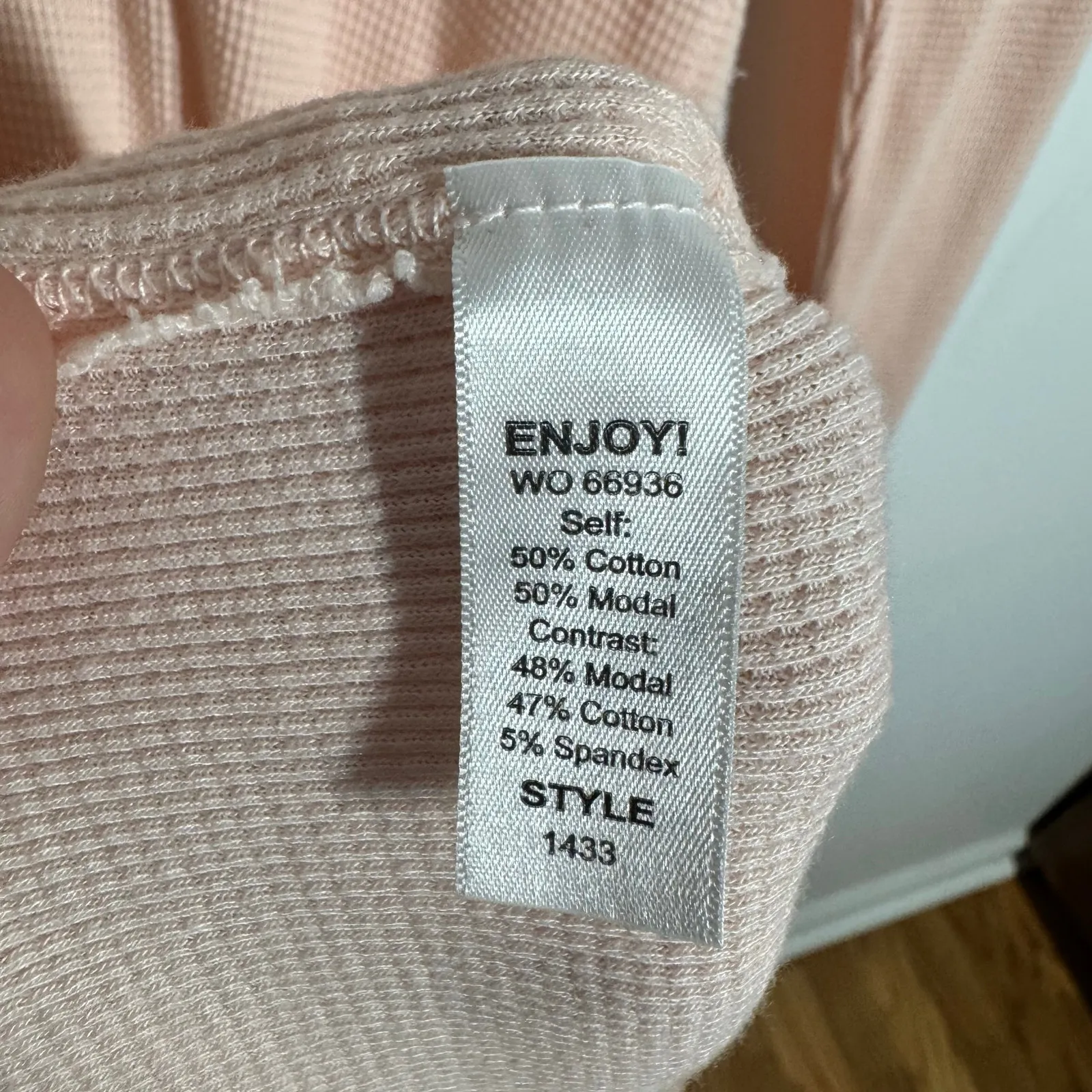 Michael Stars Top Women OS Light Pink Peach Waffle Knit Cozy Casual Capsule - Image 7