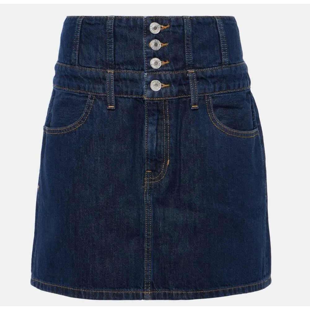 RE/DONE Corset Denim Mini Skirt Indigo SIZE 27 Jean Western Designer $285 NEW - Image 3