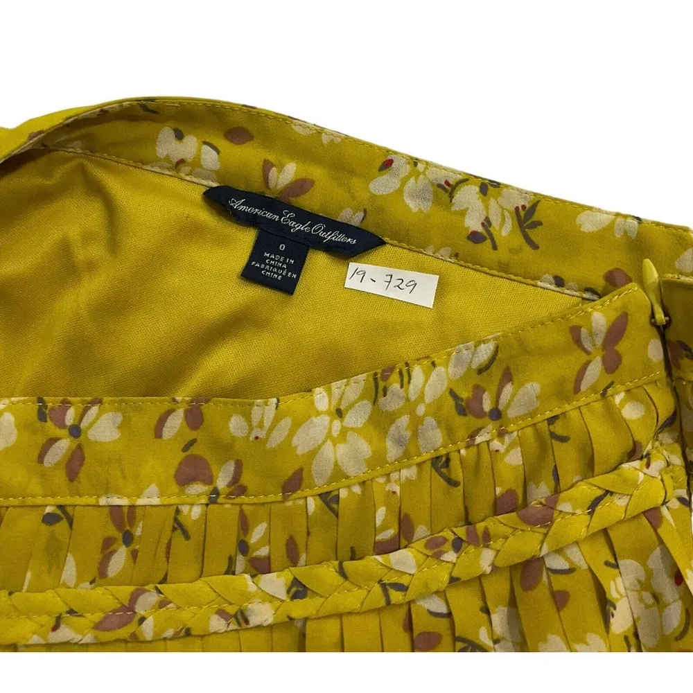 American Eagle Outfitters Women Size 0 Pleated Mini Skirt Floral (19-729) - Image 2