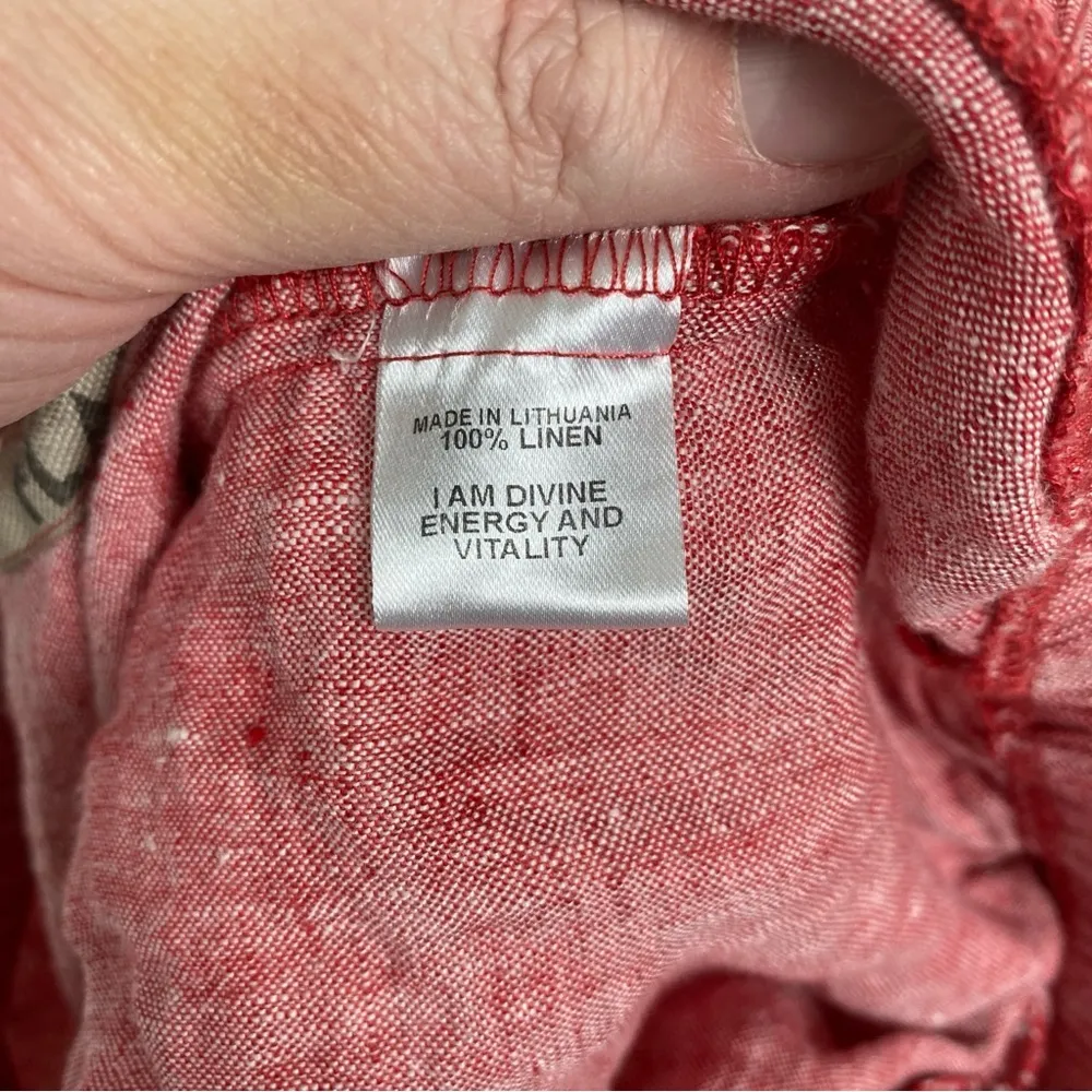 FLAX Red Linen Wide Leg Cropped Pull On Pants Sz.S - Image 11