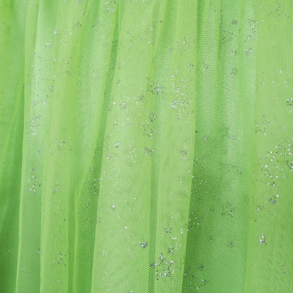 Vintage Y2K MXI Lime Green Glittery Star Strapless Tulle Dress - Image 8
