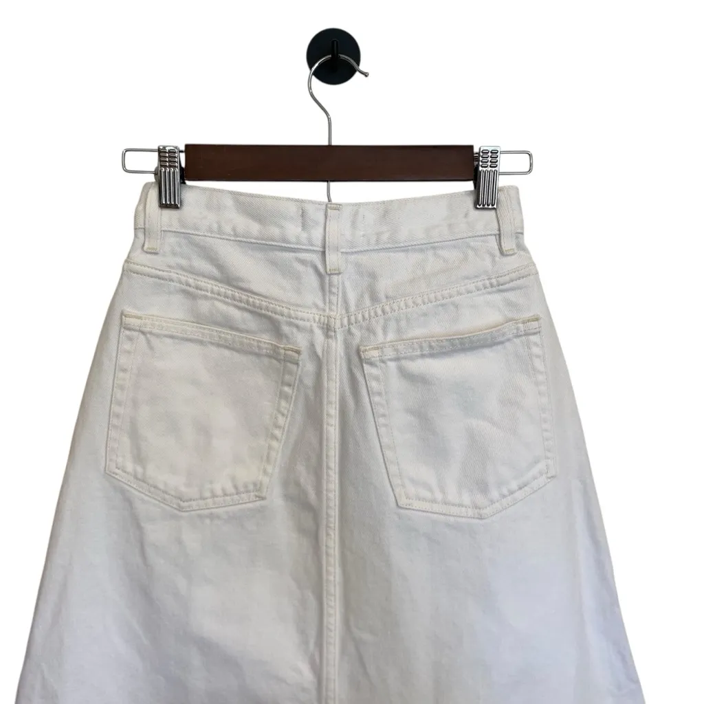 COS White Denim Midi Skirt With Slit Size 4 - Image 8